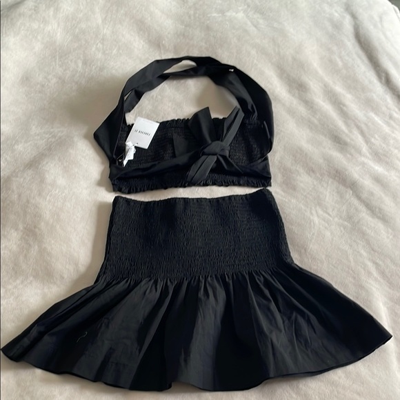 Black Two-Piece Set Smocked Skirt Set - Picture 8 of 8